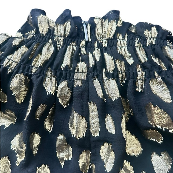 Rebecca Taylor Sleeveless Leopard Metallic Silk-Blend Top in Black Combo Sz Med - Picture 7 of 10